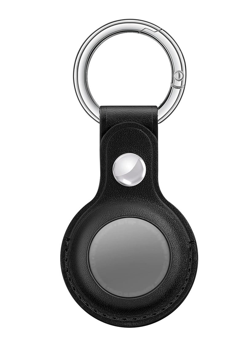 Generic AirTags Case [Upgrade Version], Genuine Leather AirTags Holder with Anti-Lost Design, Protective AirTag Keychain Accessories for Apple Air Tag Key Ring Tracker Device 1st Gen, Cool Black  - Image 1