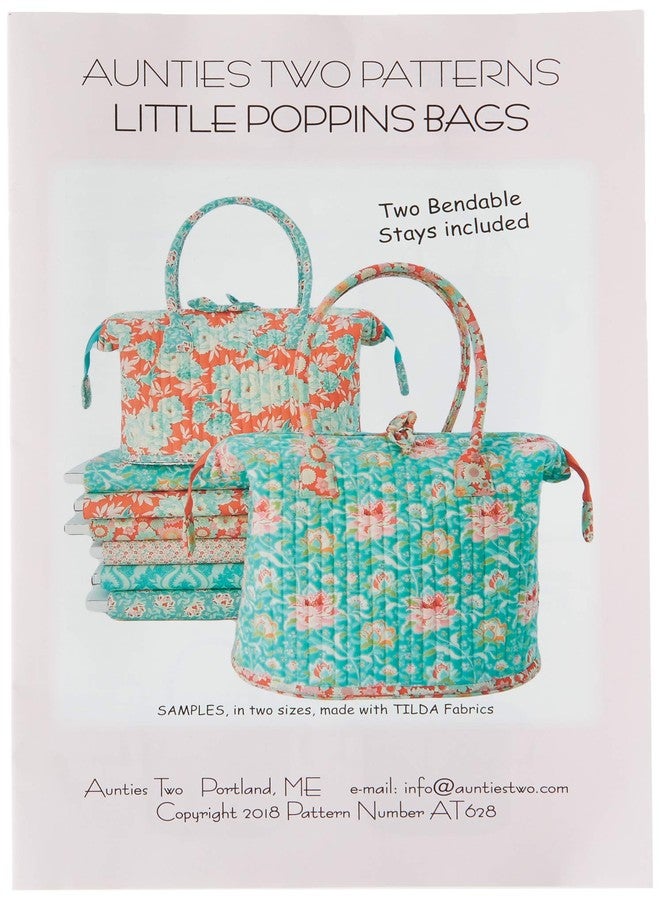 Aunties Two Little Poppins Bag Sewing Pattern with Two Bag Stays by Aunties Two - Image 1