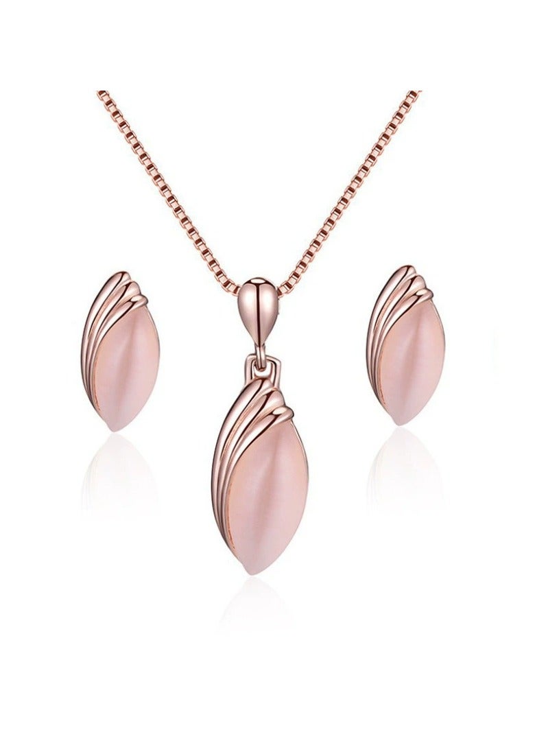 Goolsky Sparkling Pink Crystal Jewelry Set – Elegant Necklace & Earrings, Romantic Gift for Her