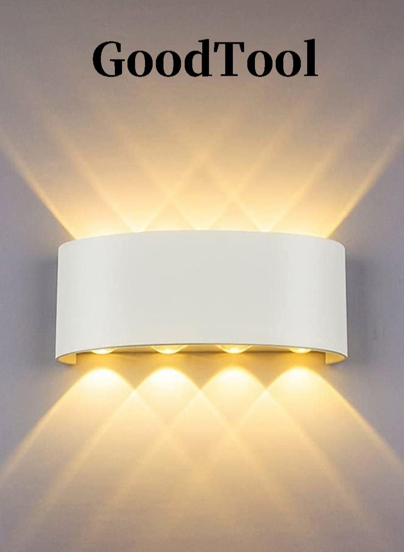 جود تول مصباح حائط LED أبيض 8 واط ضوء الليل الدافئ مصباح جداري مقاوم للماء لأعلى ولأسفل مناسبة للاستخدام الداخلي والخارجي غرفة المعيشة، حديقة، غرفة النوم، جدار الحمام - Image 1