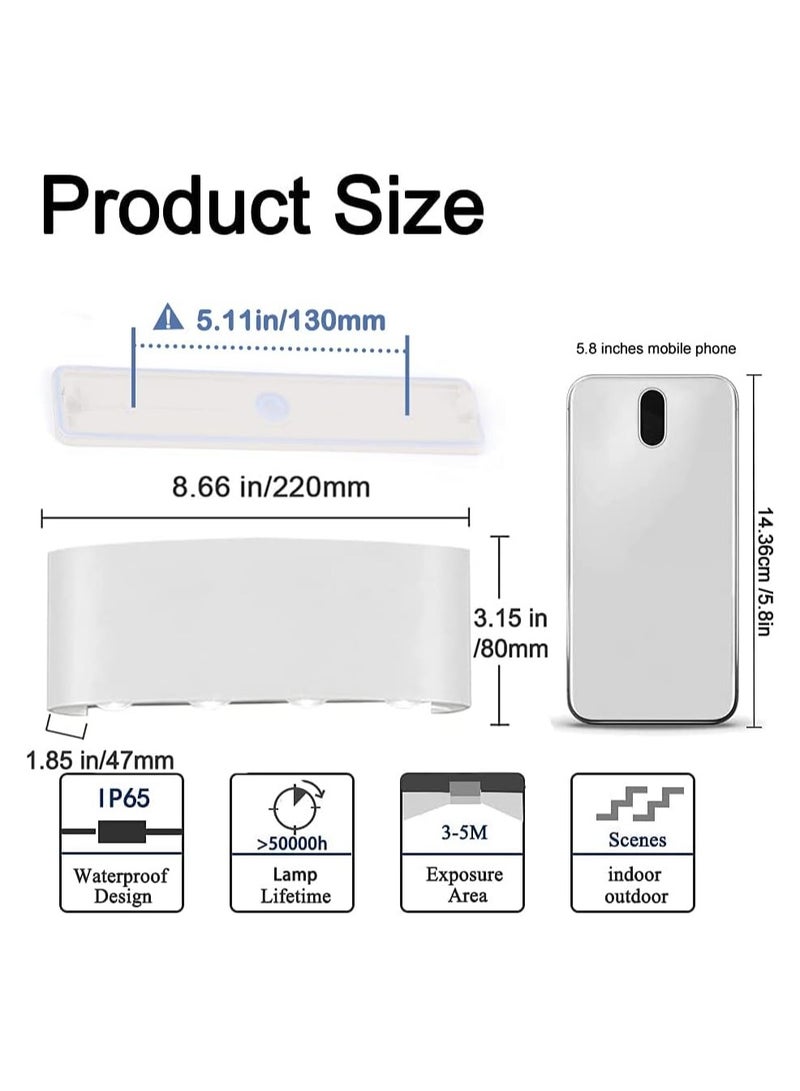 جود تول مصباح حائط LED أبيض 8 واط ضوء الليل الدافئ مصباح جداري مقاوم للماء لأعلى ولأسفل مناسبة للاستخدام الداخلي والخارجي غرفة المعيشة، حديقة، غرفة النوم، جدار الحمام - Image 3