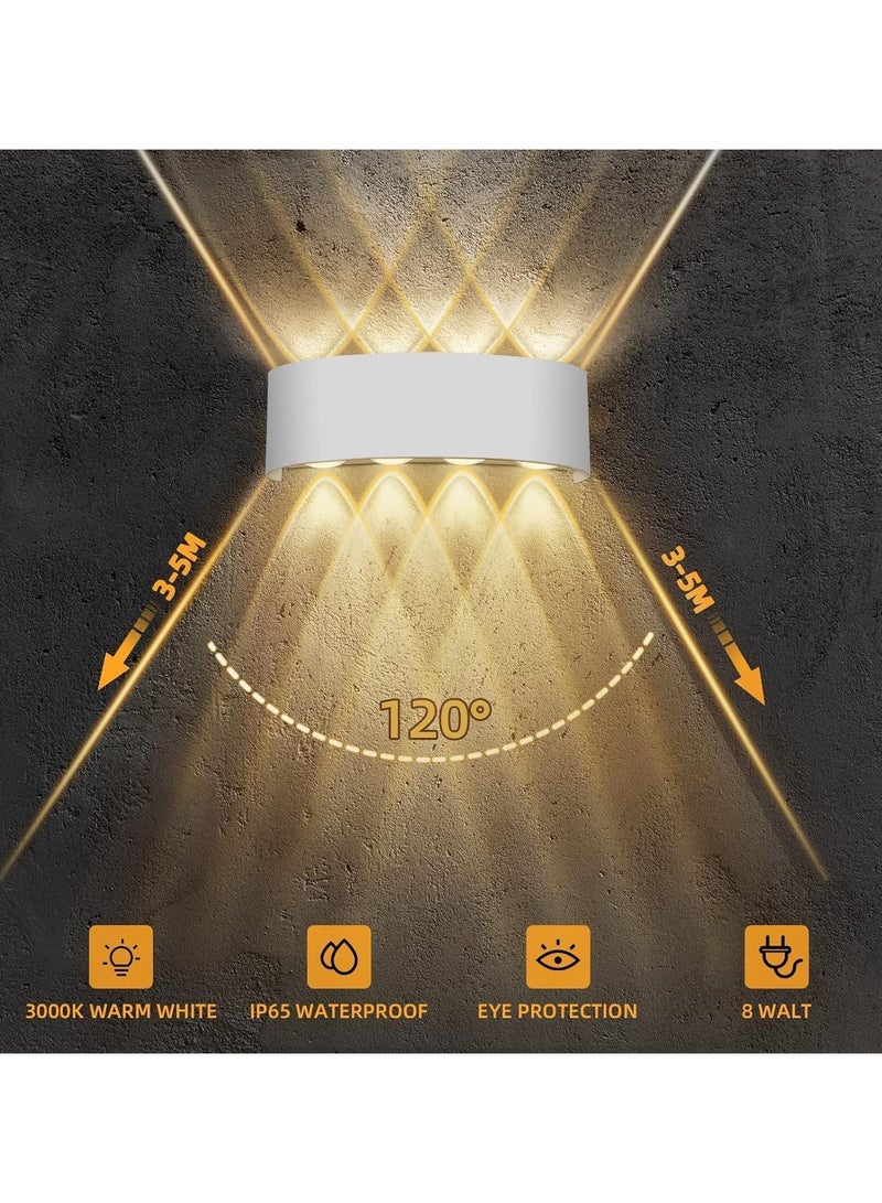 جود تول مصباح حائط LED أبيض 8 واط ضوء الليل الدافئ مصباح جداري مقاوم للماء لأعلى ولأسفل مناسبة للاستخدام الداخلي والخارجي غرفة المعيشة، حديقة، غرفة النوم، جدار الحمام - Image 4