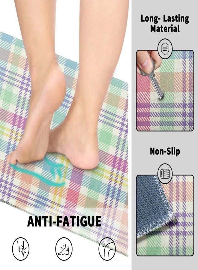 Aytipun Spring Easter Plaid Kitchen Mats for Floor Set of 2 Pink Blue Green Pastel Colorful Holiday Theme Kitchen Rugs Non Slip Washable Absorbent Kitchen Runner Rugs Decor,17x30 and 17x47 Inch - Image 4
