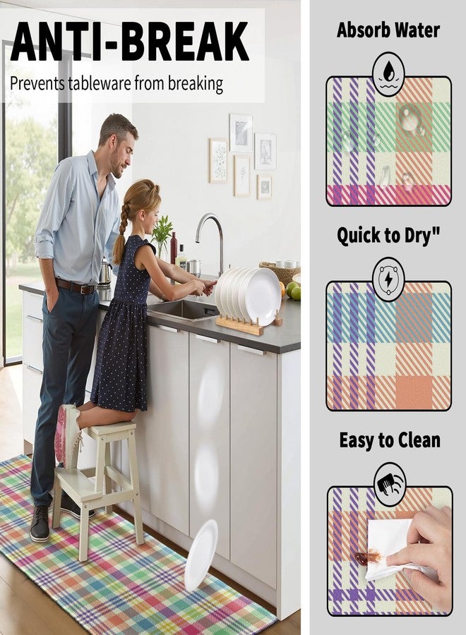 Aytipun Spring Easter Plaid Kitchen Mats for Floor Set of 2 Pink Blue Green Pastel Colorful Holiday Theme Kitchen Rugs Non Slip Washable Absorbent Kitchen Runner Rugs Decor,17x30 and 17x47 Inch - Image 5