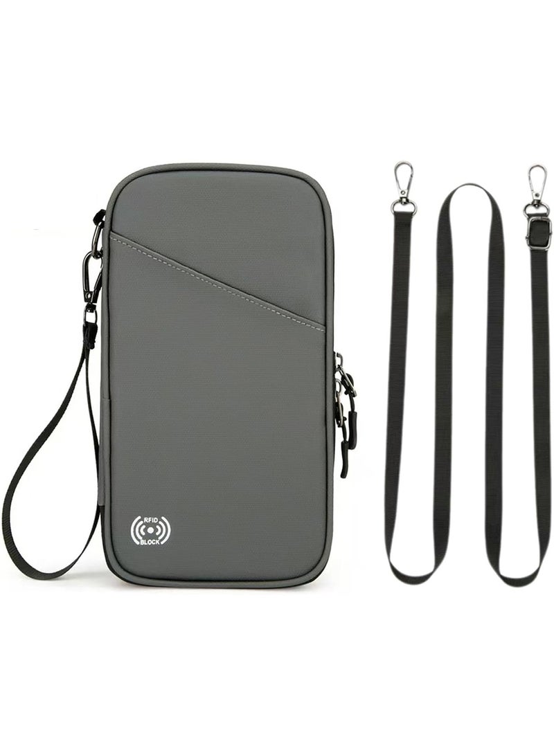 Multiple Passport Holder for Travel Family, RFID Blocking Passport Wallet for Traveling, Waterproof Travel Document Holder Organizer, Travel Essentials Premium Wallets, Black/Grey - Image 1