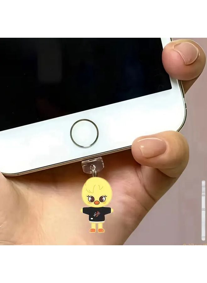 XHJ Style Cute Cartoon Acrylic Phone Dust Plug For iPhone 15 17 Android Type C Bear Rabbit Cat Durable Protective Cover Gift For Fans - Image 1