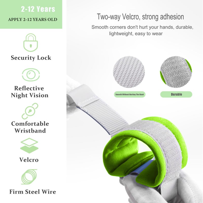 WSZCML Anti Lost Wrist Link,Toddler Harness Walking Leash with Induction Lock,Reflective Child Wrist Leashes for Baby,6.56ft Kids Leash for Supermarket Mall Airport Amusement Park Zoo Travel（Green） - Image 4