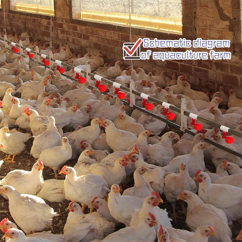 عبوة تحتوي على 8 أكواب لتغذية المياه الأوتوماتيكية للدجاج مزودة بتوصيلات PVC بقطر 1/2 بوصة، مناسبة للدجاج والبط والإوز والديك الرومي. مجموعة أكواب تغذية المياه للطيور. - Image 4