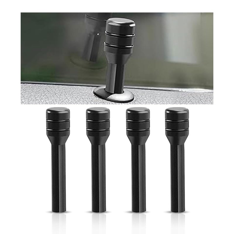 GLSOWEE 4PCS Car Door Lock Knobs, 1.96Ã—0.47 Inch Door Lift Bolt Auto Inner Door Pull Pins, Aluminum Alloy Door Lock Cover Decor, Universal Car Accessories for Most Cars, Trucks (Black) - Image 1