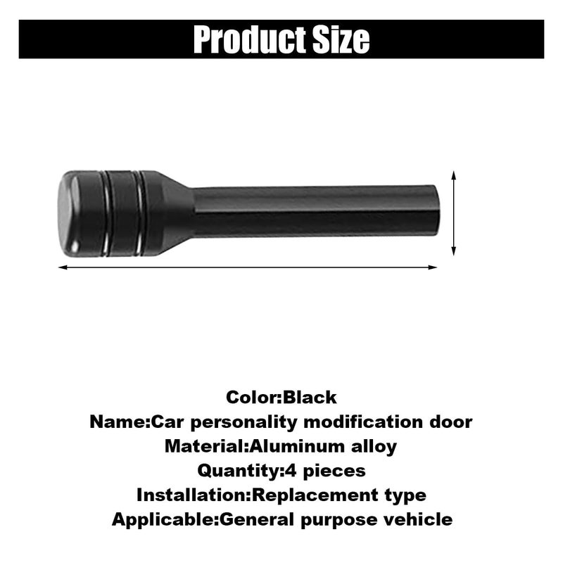GLSOWEE 4PCS Car Door Lock Knobs, 1.96Ã—0.47 Inch Door Lift Bolt Auto Inner Door Pull Pins, Aluminum Alloy Door Lock Cover Decor, Universal Car Accessories for Most Cars, Trucks (Black) - Image 2