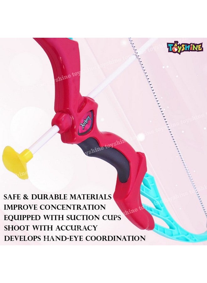 Toyshine Plastic Archer Bow and Arrow Set with Quiver and 3 Suction Arrows and Target (Pink, Big Size) - Image 3