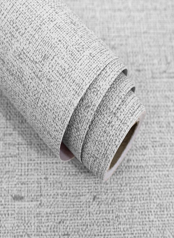 lenify Gray Grasscloth Peel and Stick Wallpaper Textured Contact Paper 15.7inch x 118.1inch Faux Linen Vintage Grasscloth Contact Paper Self Adhesive Removable Wallpaper Vinyl - Image 1