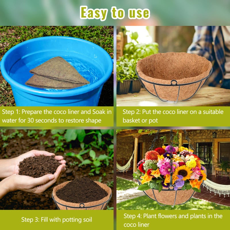 Legigo 3 Pack 12 Inch Hanging Basket Coco Liners Replacement, 100% Natural Round Coconut Coco Fiber Planter Basket Liners for Hanging Basket Flowers/Vegetables - Image 4