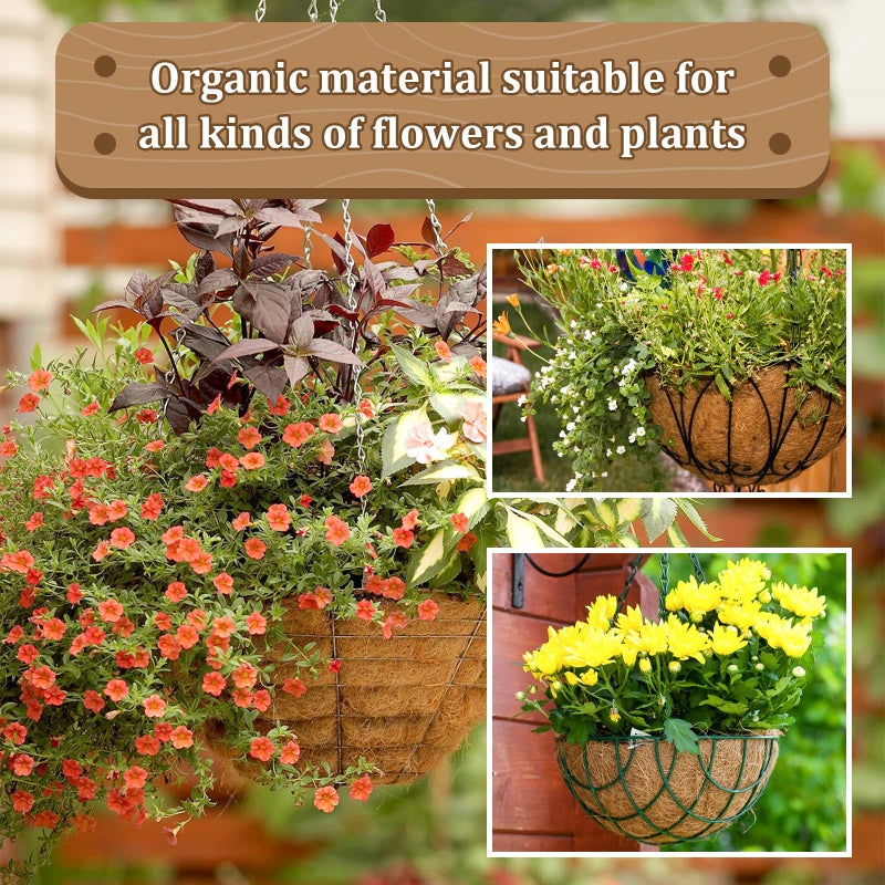 Legigo 3 Pack 12 Inch Hanging Basket Coco Liners Replacement, 100% Natural Round Coconut Coco Fiber Planter Basket Liners for Hanging Basket Flowers/Vegetables - Image 5