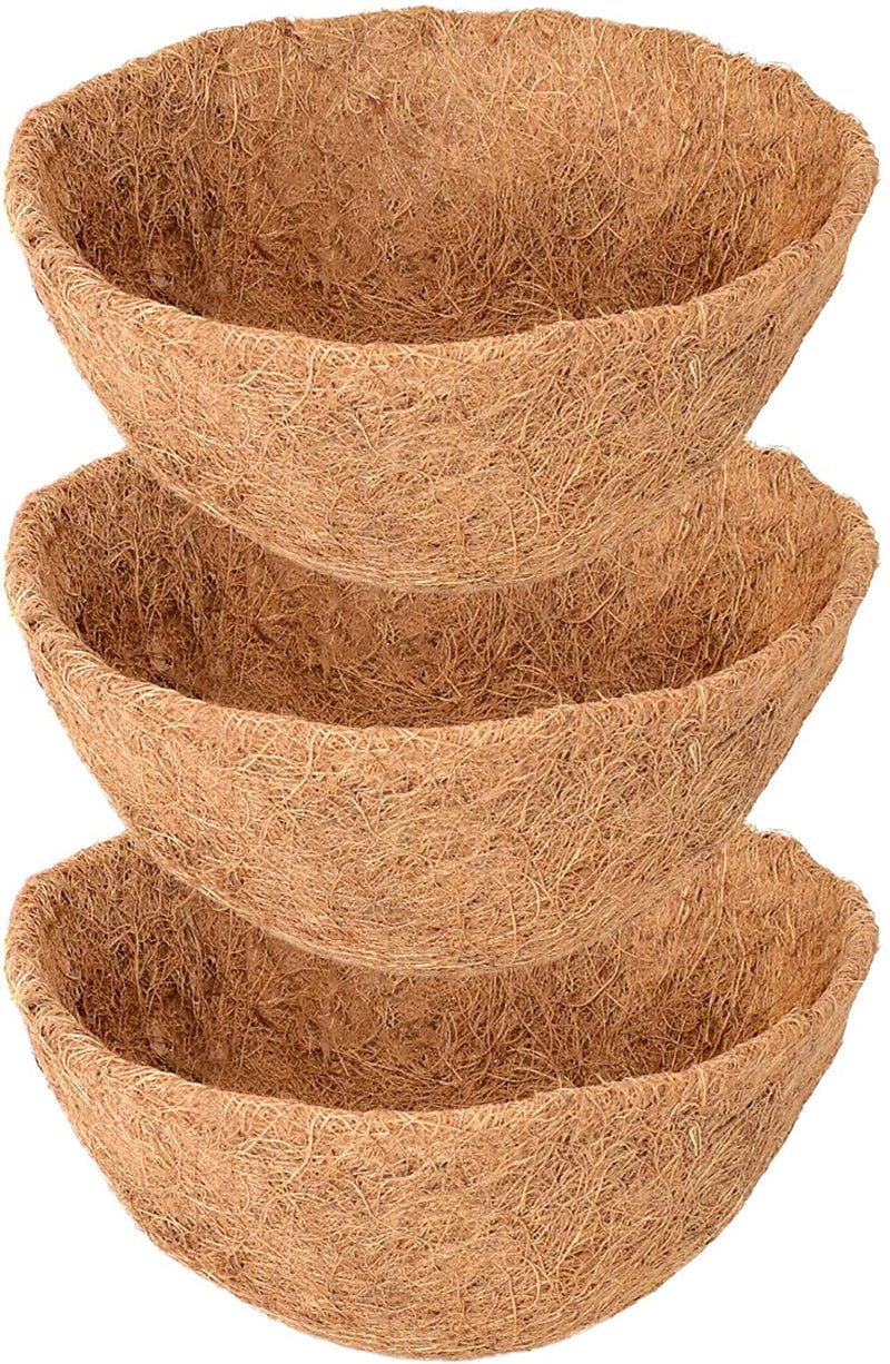 Legigo 3 Pack 12 Inch Hanging Basket Coco Liners Replacement, 100% Natural Round Coconut Coco Fiber Planter Basket Liners for Hanging Basket Flowers/Vegetables - Image 1