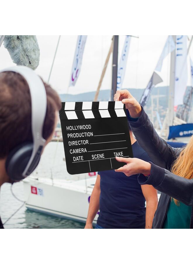 7.8"x7" Clapper Board Wooden Clapboard with Magnetic Strips, Director’s TV Movie Film Scene Clapper Board, Action Scene Slate Cut Prop, Easy to Clean for Film Action Scenes Photography - Image 4
