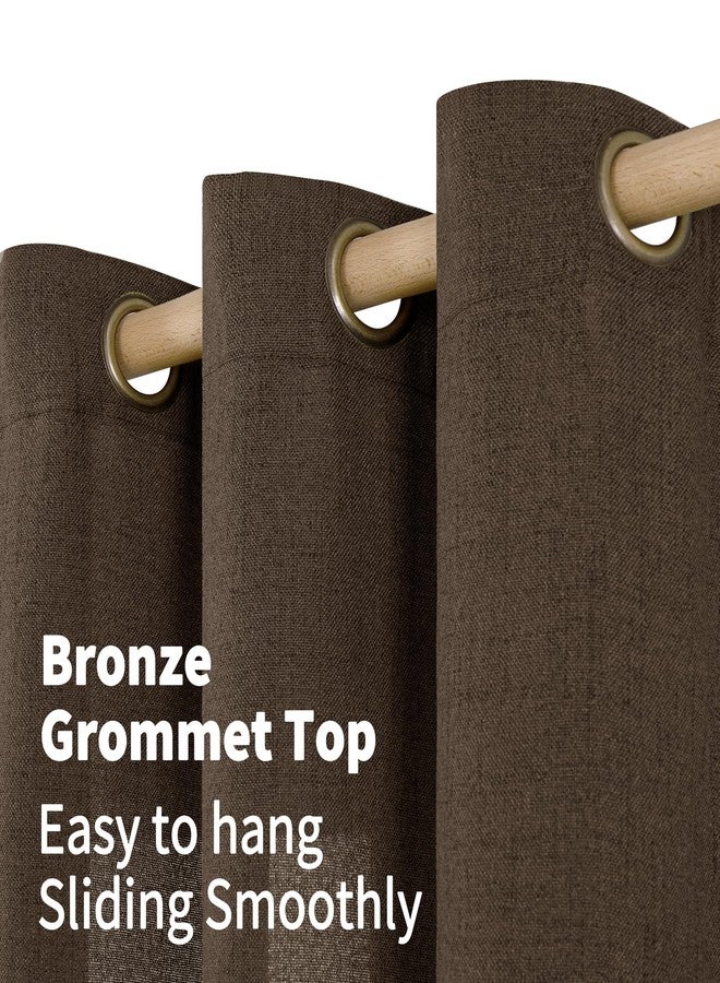 YoungsTex Brown Linen Curtains 95 Inches Long 2 Panels for Living Room, Chocolate Semi Sheer Drapes with Bronze Grommet Light Filtering Floor Length for Bedroom Dining Room Farmhouse, 52 x 95 Inch - Image 4