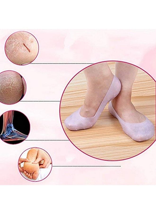 Baskety AntiCrack Full Length Silicone Gel Foot Protector Moisturizing Socks For Foot Care And Heel Cracks (Light Pink)  - Image 1