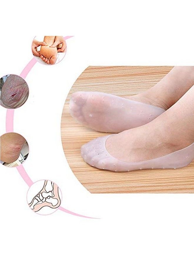 Baskety AntiCrack Full Length Silicone Gel Foot Protector Moisturizing Socks For Foot Care And Heel Cracks (Light Pink)  - Image 4