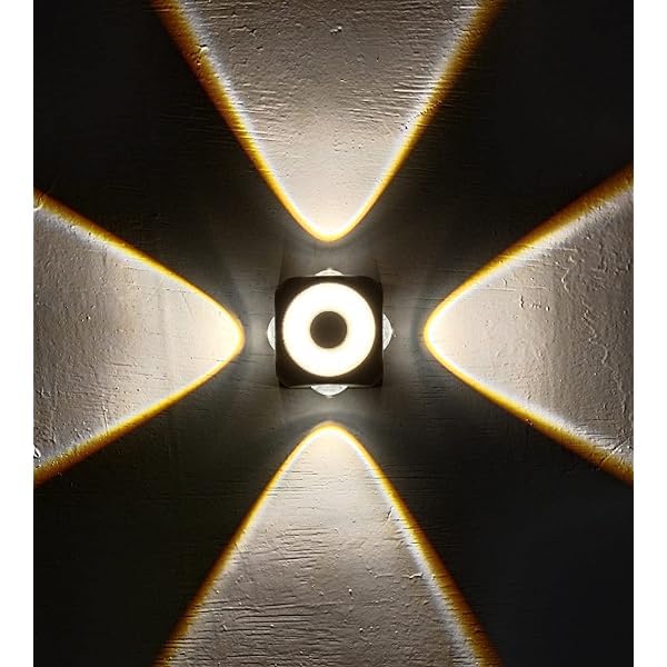SEER 4Way and Center Light Wall Lamp Body Colour Black Light Colour Warm White Pack of 1 6watt Waterproof IP65 Exterior Wall Step Light Fixture Lamp - Image 1