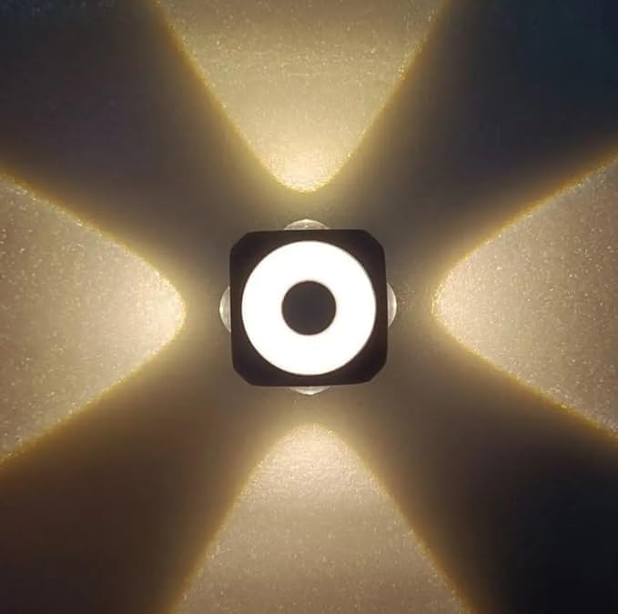 SEER 4Way and Center Light Wall Lamp Body Colour Black Light Colour Warm White Pack of 1 6watt Waterproof IP65 Exterior Wall Step Light Fixture Lamp - Image 2