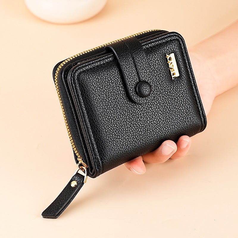 Multifunctional Solid Color PU Leather Wallet, RFID Blocking Design Portable Daily Storage Purse for Cards Cash Coin Business Use - Image 1
