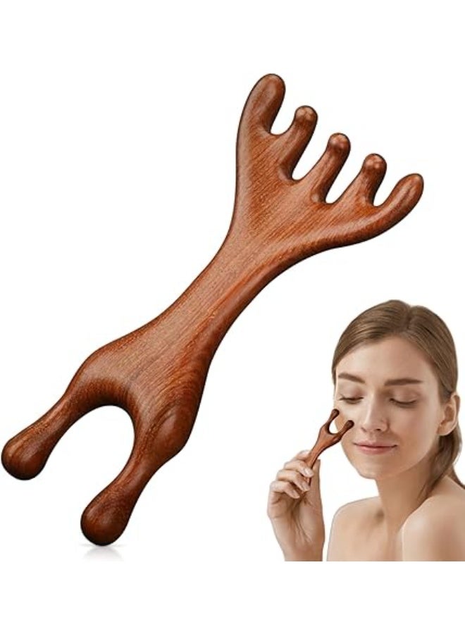 Manual Scalp Massager - Sandalwood Massager Tool for Scalp, Eye, Facial, Neck, Shoulder - Five Claw Massage Comb, Gua Sha Comb for Men and Women - Image 1