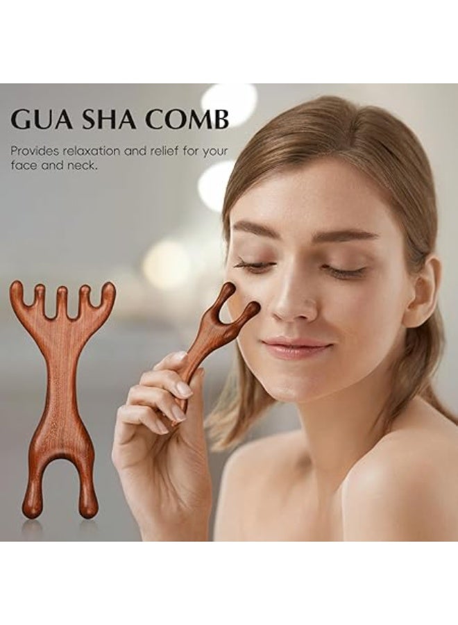 Manual Scalp Massager - Sandalwood Massager Tool for Scalp, Eye, Facial, Neck, Shoulder - Five Claw Massage Comb, Gua Sha Comb for Men and Women - Image 3