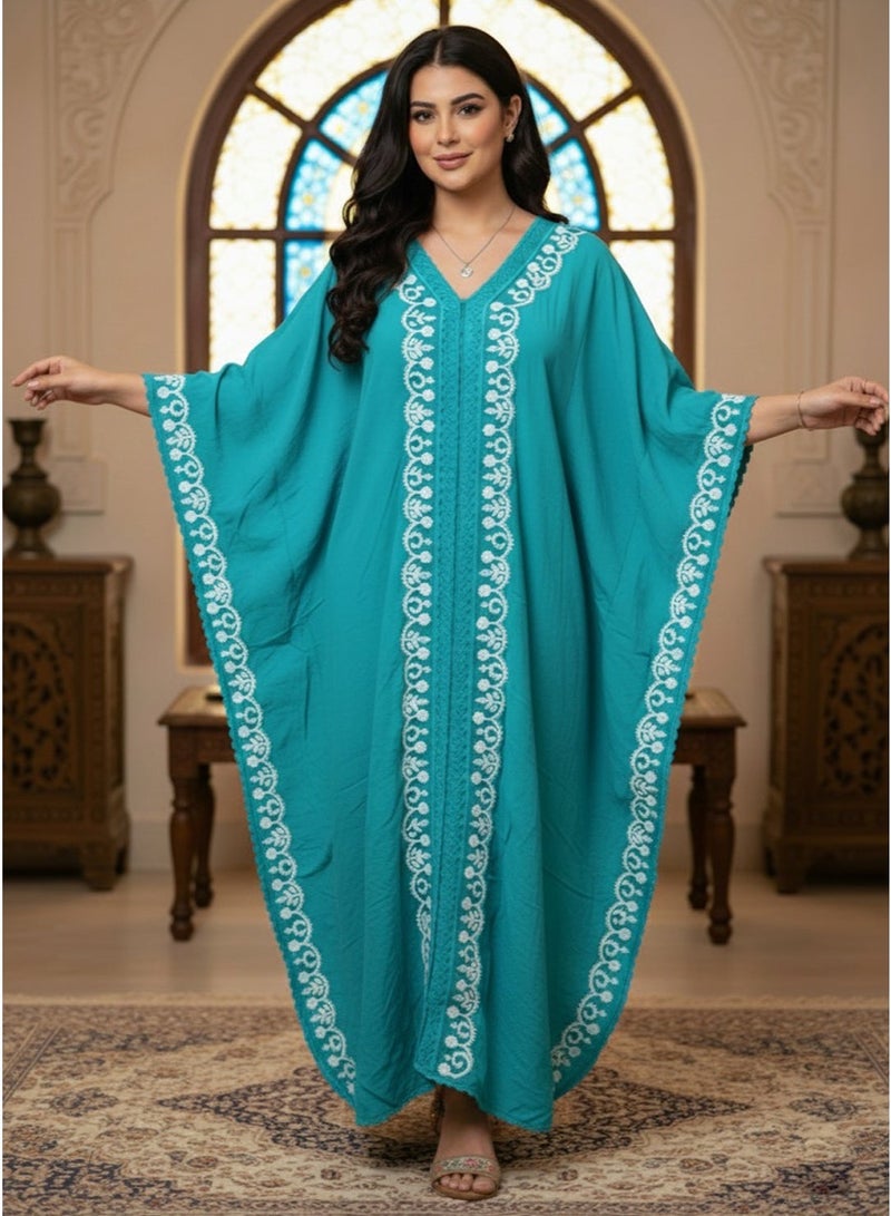 Alaya Embroidered Chikankari Cotton Kaftan-AL2556 - Image 1
