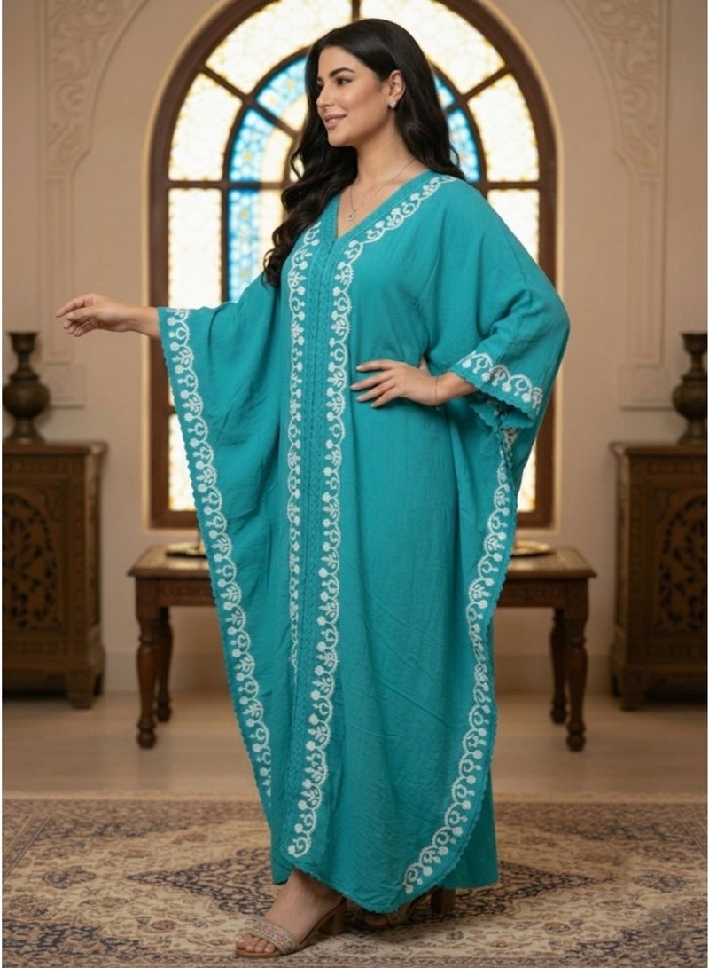 Alaya Embroidered Chikankari Cotton Kaftan-AL2556 - Image 3