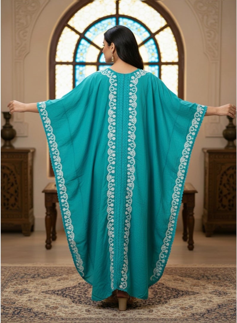 Alaya Embroidered Chikankari Cotton Kaftan-AL2556 - Image 4