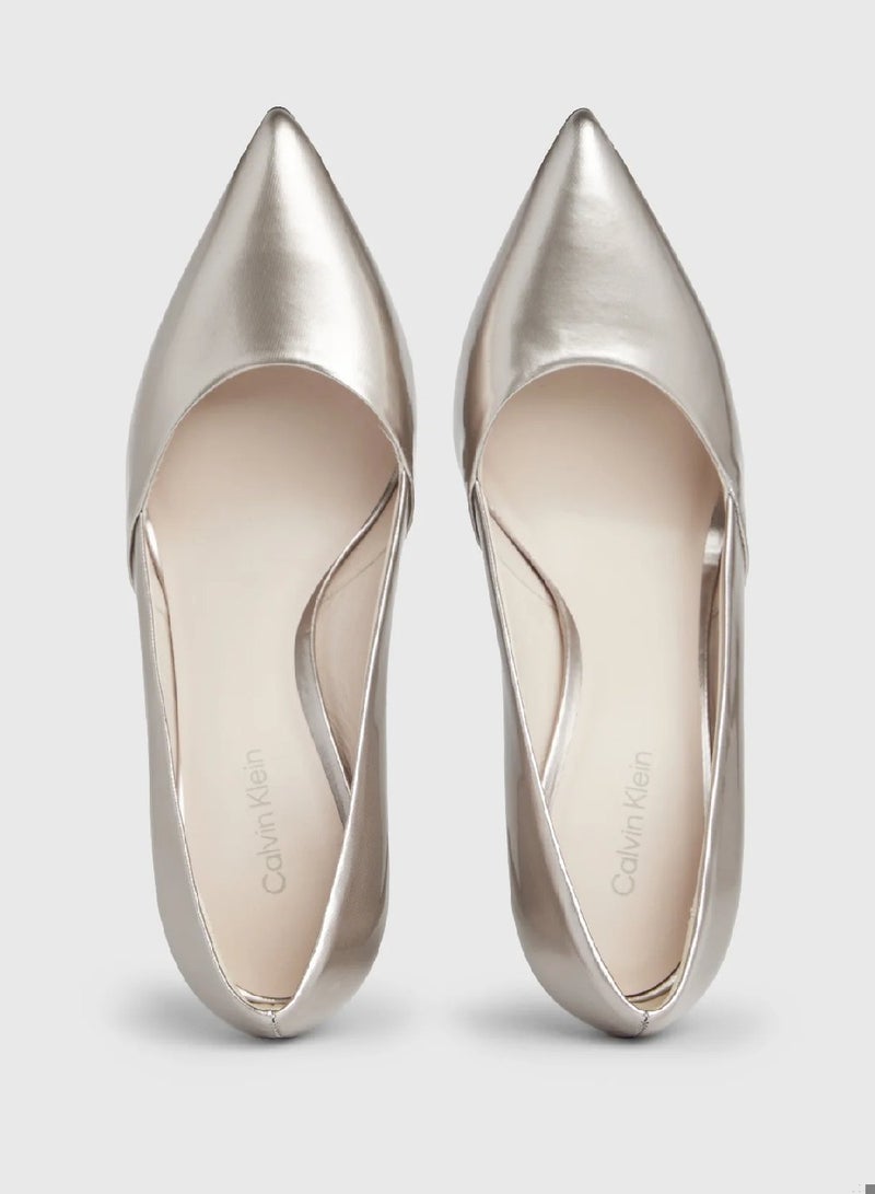 CALVIN KLEIN Metallic Leather Stiletto Pumps - Image 3
