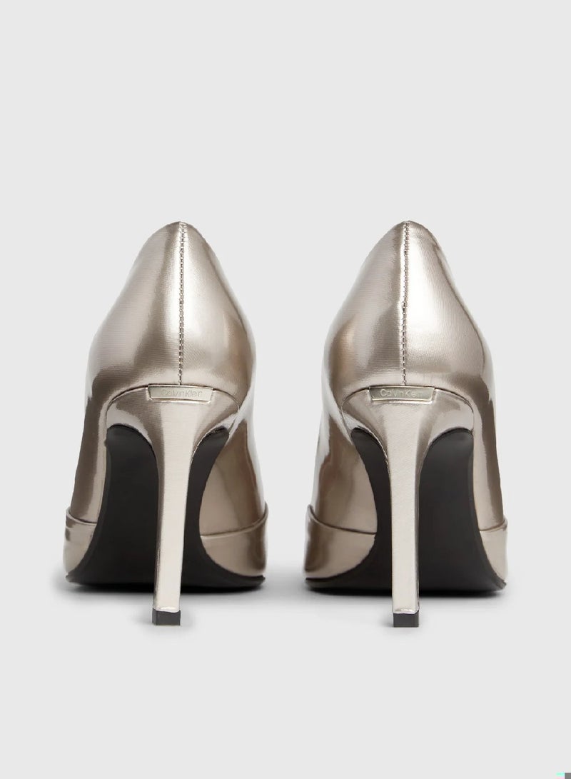 CALVIN KLEIN Metallic Leather Stiletto Pumps - Image 4