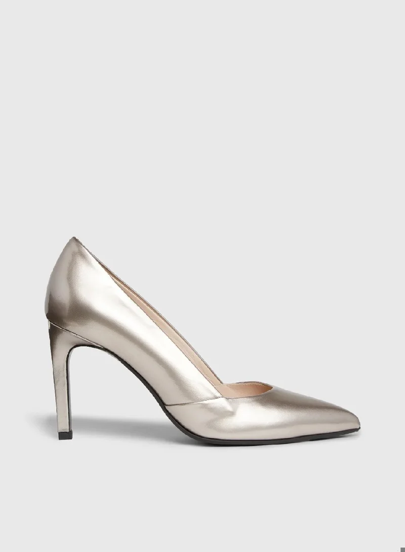 CALVIN KLEIN Metallic Leather Stiletto Pumps