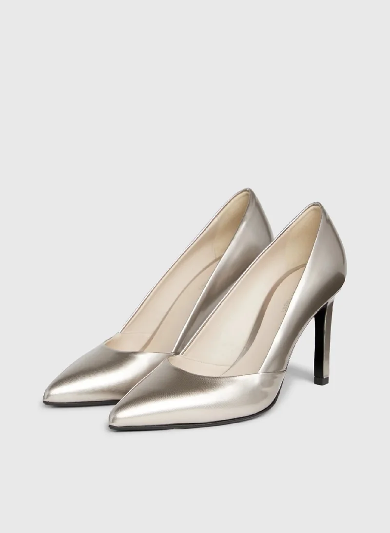 CALVIN KLEIN Metallic Leather Stiletto Pumps