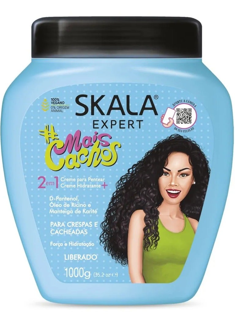 SKALA Mais Cachos For Hair Hydrate Curls Eliminate Frizz, For Curly Hair 2 IN 1 Conditioning Treatment Cream and Cream To Comb 1000g