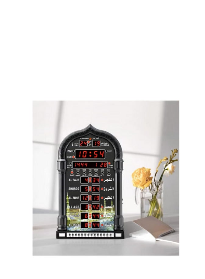 HA-4008 LED Digital Muslim Clock Islamic Wall Clock, Mosque Prayer Times Wall Clock, Masjid Clock with Complete Azaan （Black）  - Image 2