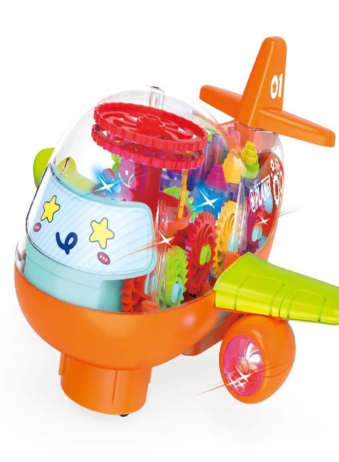 Goyal's Transparent Gear Plane With Wide Wings - 3D Concept Toy With 360° Rotation, Moving Simulation Technology, Sound u0026 Lights for Kids (Big) - Image 1