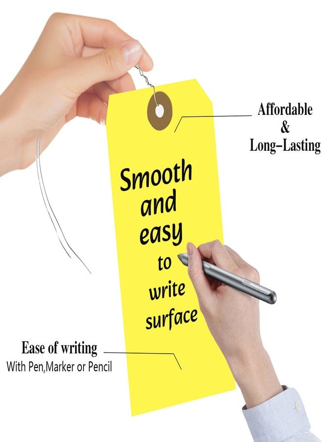 KAKAMINA 400 Pcs Blank Shipping Tags, 4.72 x 2.36 inches Label Hang Tags with Reinforced Hole and Metal Wire, Yellow Writable Price Tags Display Label for Product Jewelry Clothing Tags (Yellow) - Image 3