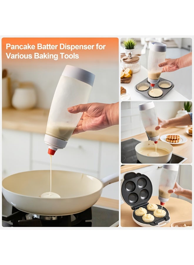 1000ml / 33.8oz Manual Pancake Batter Dispenser & Cake Mixer Bottle – Easy Squeeze Design with Mixing Balls, Precise Measurement Markings, Leak-Proof Nozzle, for Pancakes, Cupcakes, Muffins, Waffles, Crepes, Cream & Baking – Durable Plastic Kitchen Tool - Image 3