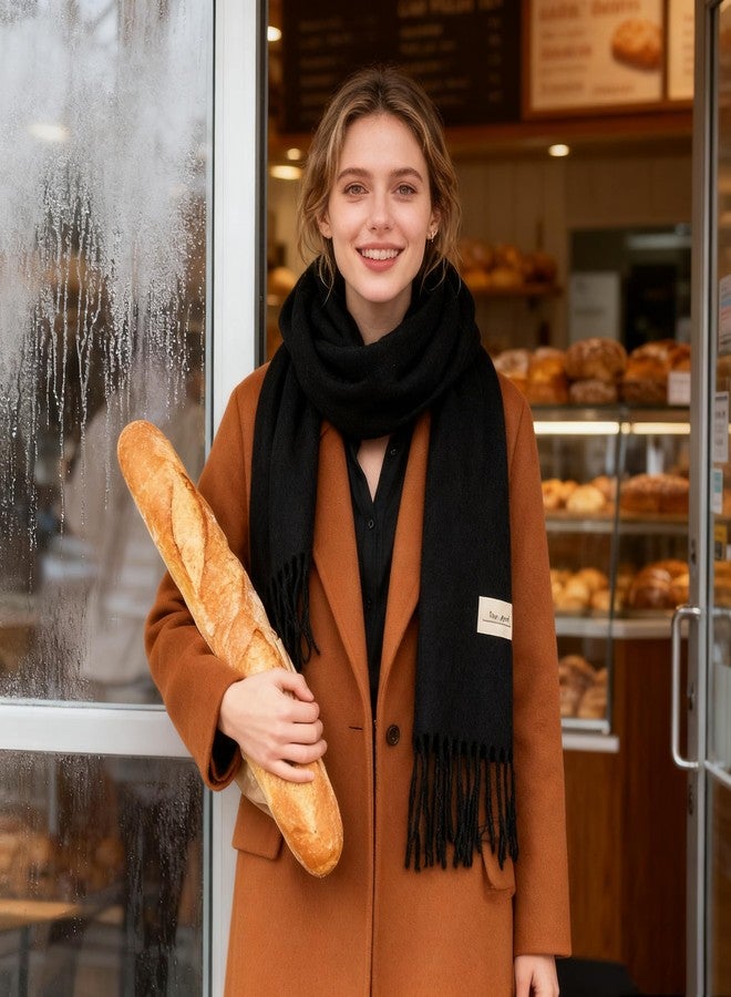 إيوهاك وشاح إيوهاك الشتوي الدافئ من الكشمير للنساء والرجال، شالات وأوشحة باشمينا مزينة بشرابات، وشاح بطانية طويل - Image 2