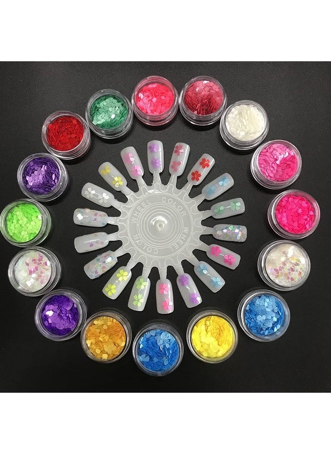 PrettyG 16 Colors Boxes Set Colorful Sakura Petals Shape Glitter Sequins for Festival Rave Beauty Makeup Face Body Nail Craft Art Christmas Halloween Decoration 16C  - Image 2