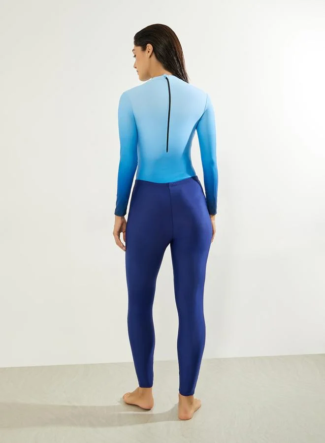 Styli  Pack of 3 - Ombre Effect Back-Zip Swimsuit, Leggings and Wrap Skirt Burkini Set for Women | Best Price UAE