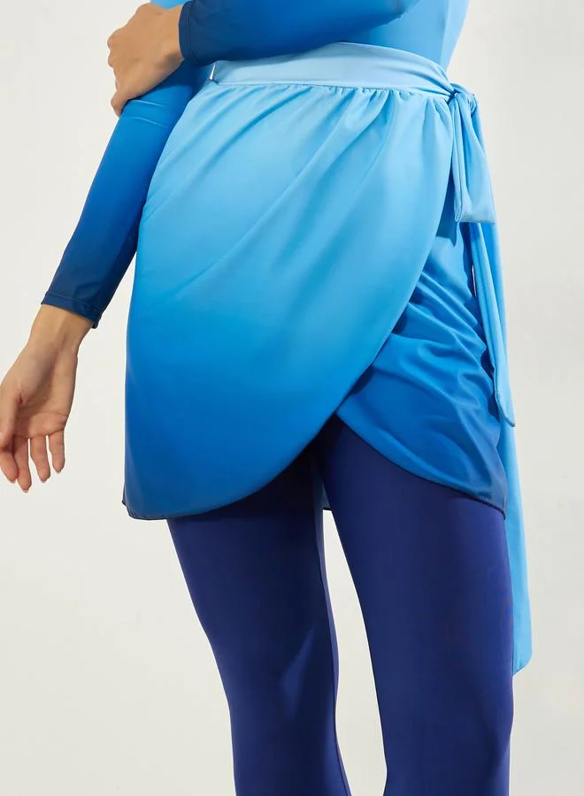 Styli  Pack of 3 - Ombre Effect Back-Zip Swimsuit, Leggings and Wrap Skirt Burkini Set for Women | Best Price UAE