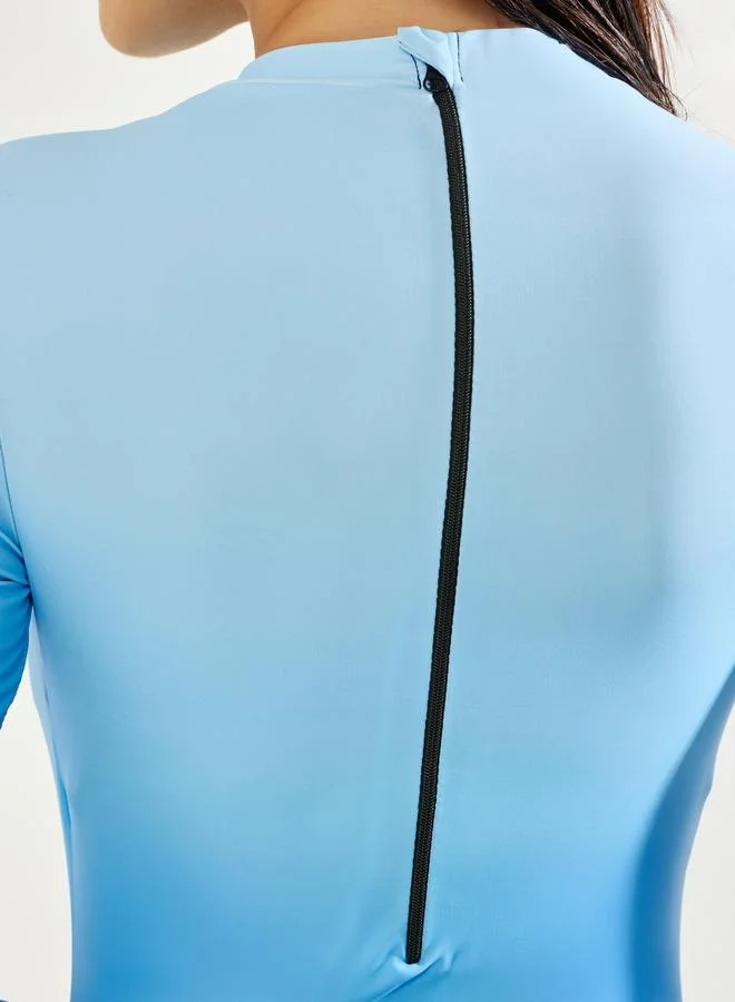 Styli  Pack of 3 - Ombre Effect Back-Zip Swimsuit, Leggings and Wrap Skirt Burkini Set for Women | Best Price UAE