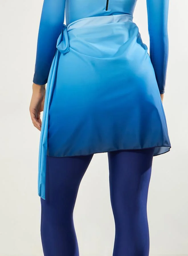 Styli  Pack of 3 - Ombre Effect Back-Zip Swimsuit, Leggings and Wrap Skirt Burkini Set for Women | Best Price UAE