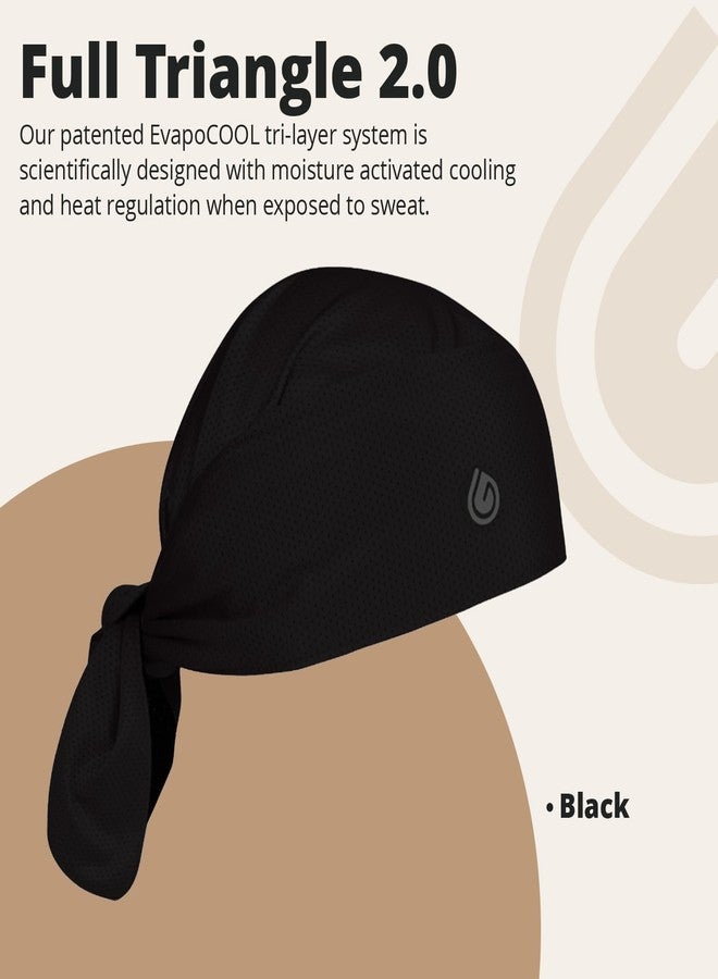 Gymwrap Full Triangle 2.0 - Moisture Wicking Headwrap, Tri-Layer EvapoCOOL Ventilation Technology, Adjustable Tie Head Sweat Stopper Cooling Bandana, Workout Hair Wrap for Sports and Gym - Black - Image 3
