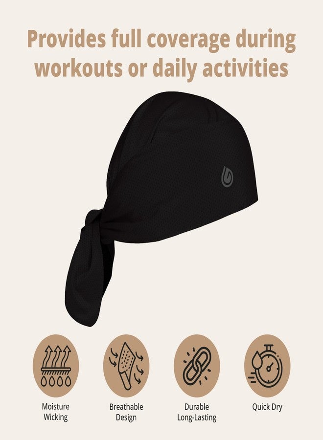 Gymwrap Full Triangle 2.0 - Moisture Wicking Headwrap, Tri-Layer EvapoCOOL Ventilation Technology, Adjustable Tie Head Sweat Stopper Cooling Bandana, Workout Hair Wrap for Sports and Gym - Black - Image 4