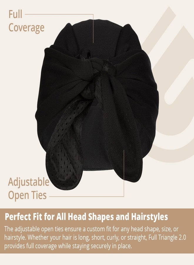 Gymwrap Full Triangle 2.0 - Moisture Wicking Headwrap, Tri-Layer EvapoCOOL Ventilation Technology, Adjustable Tie Head Sweat Stopper Cooling Bandana, Workout Hair Wrap for Sports and Gym - Black - Image 5