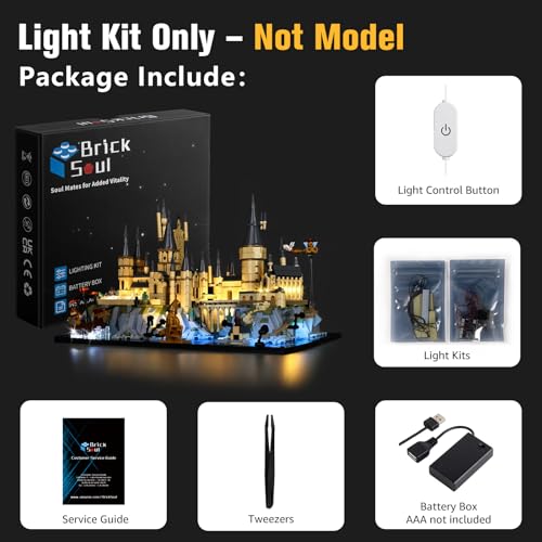 BrickSoul Upgrade Light Kit for Lego 76419 Hogwarts Castle and Grounds Building Set with ONOff Dimmer Switch Hidden Cable Tech Easy Install Lighting Set 76419 Set NOT Included - Image 5